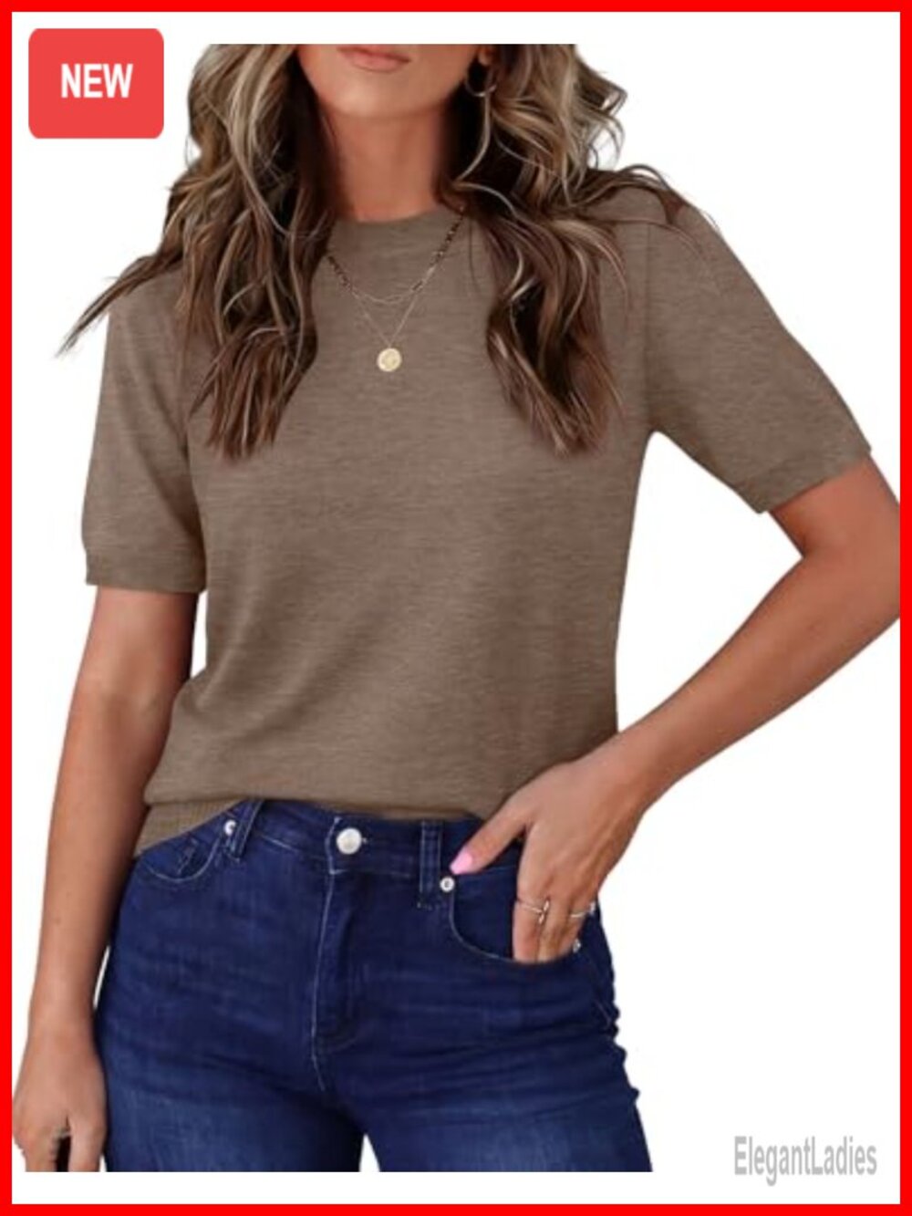 Short Sleeve Sweater Viscose Blend Crewneck Pullover Business Casual